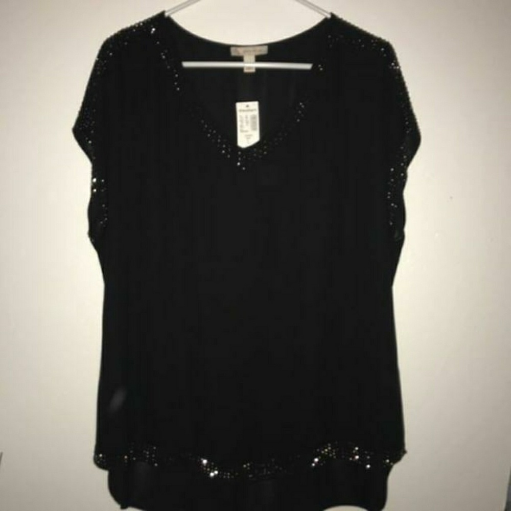 Black Blouse with Studded Detail